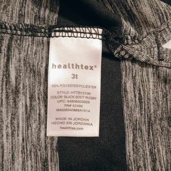 EUC: Boys' Healthtex sie 3T Black & Gray Striped Polo Shirt - Picture 3 of 3